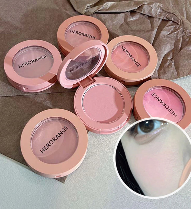 HERORANGE Monokrom Serbuk Blush Waterproof, Long-lasting, Peach-orange Soft Matte Natural Blush Rouge
