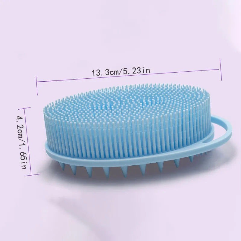 Silicone body scrubber adopts advanced sanitary technology, which is mild and clean, with good foam, durable, and silicone doubl