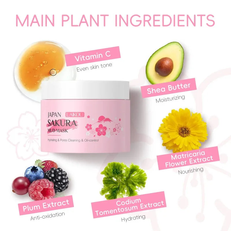LAIKOU Sakura Mud Mask 25g Deep Cleansing Blackheads Brightening Oil Control Face Mask