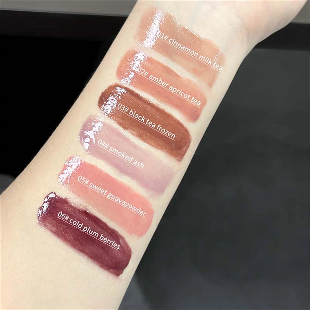 Crystal Grape Mirror Glassy of Cute Ring Lipstick Hydrating Sheer Glitter Tint Lip Balm Non-Sticky Plumper Lip Gloss Makeup