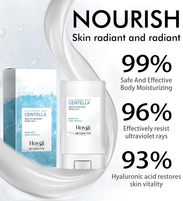 Hoygi Hyaluronic Acid Sunscreen Stick Broad Spectrum SPF 50+ Hydrating Non-Greasy Fast Absorbing for Face and Body On-The-Go