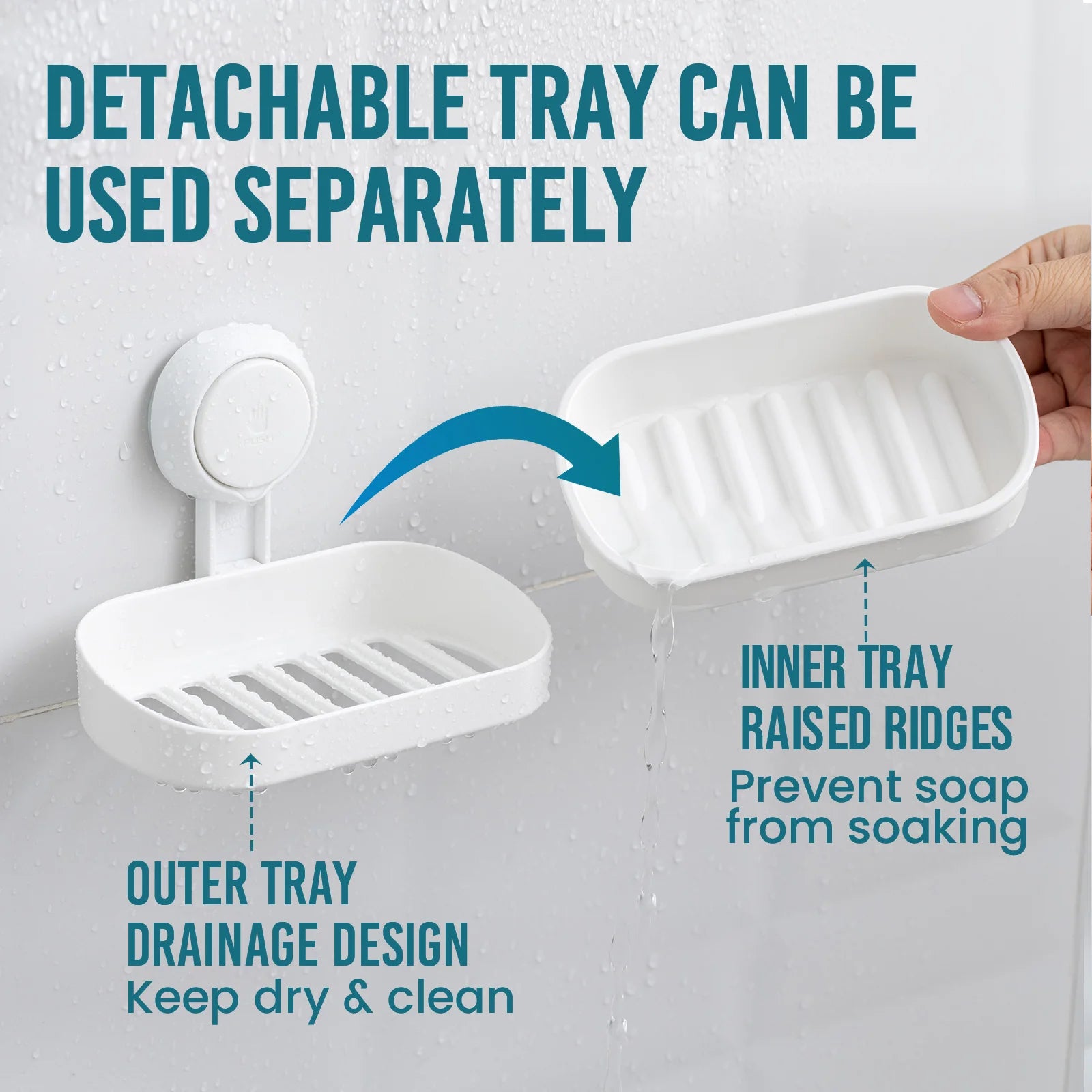 TAILI Soap Dish for Shower Waterproof Shower Soap Holder Heavy Duty Soap Dish No Drilling Soap Holder for Bathroom Kitchen Sink