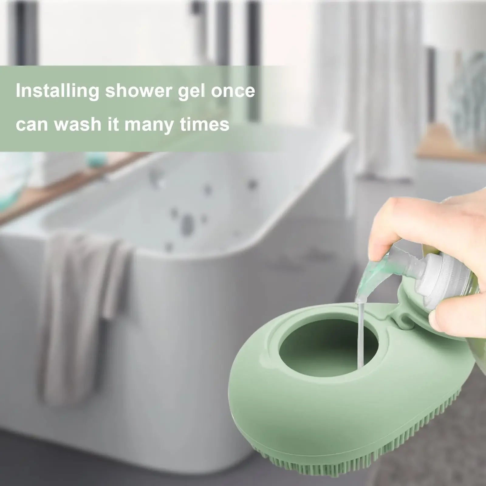 1pc Silicone Body Scrubber Exfoliating Body Scrubber Loofah Brush Refillable Bath Brush Easy Foaming Massage Brush Bathroom