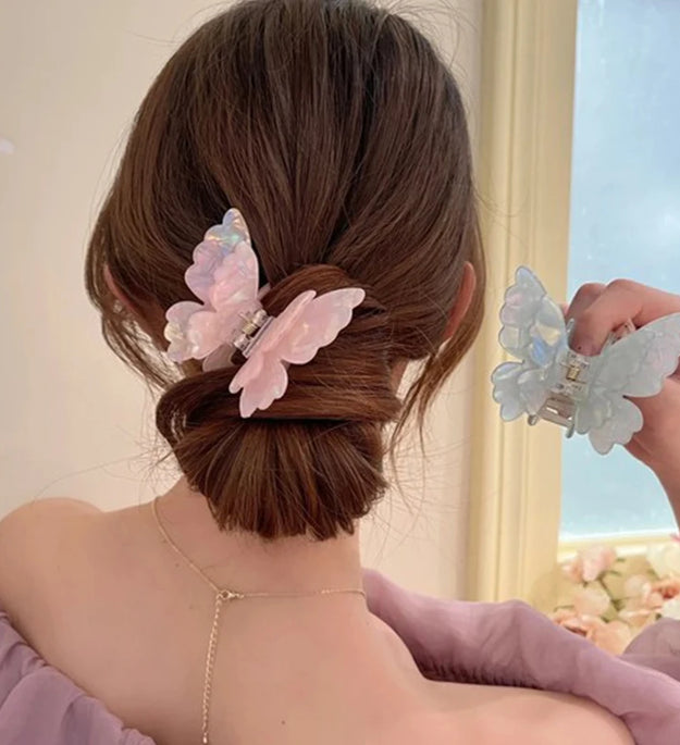 Fairy Butterfly Hair Claw French Retro Acetate Crab Hair Clip Summer Sweet Princess Shark Clip Coiled Hairpin Hair Accessories