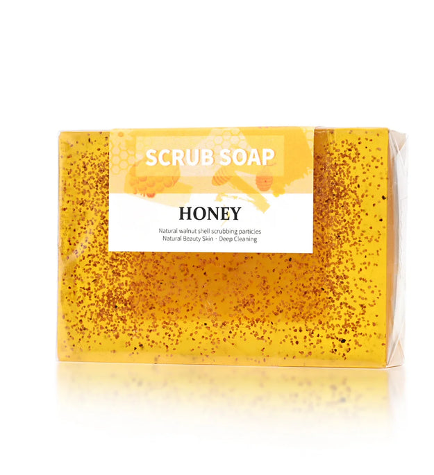 M+100G Natural Honey Walnut Particle Scrub Soap Gently Cleanses Pores Long-Lasting Aromatic Facial Wash and Bath Handmade Soap