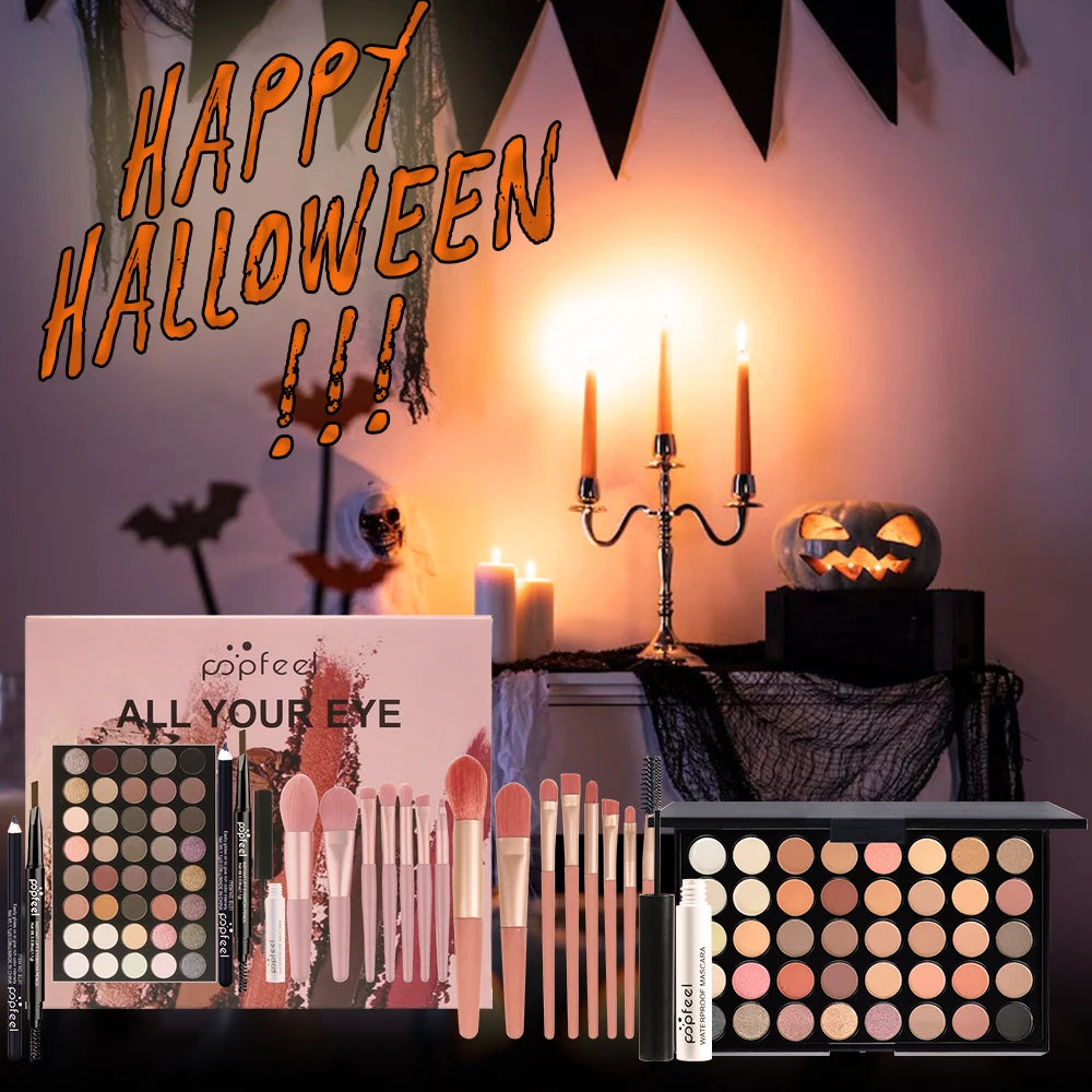 POPFEEL Complete Christmas Makeup Set Gift Box -Holiday Surprise for Friends and Family | Festive Christmas Cosmetics Collection