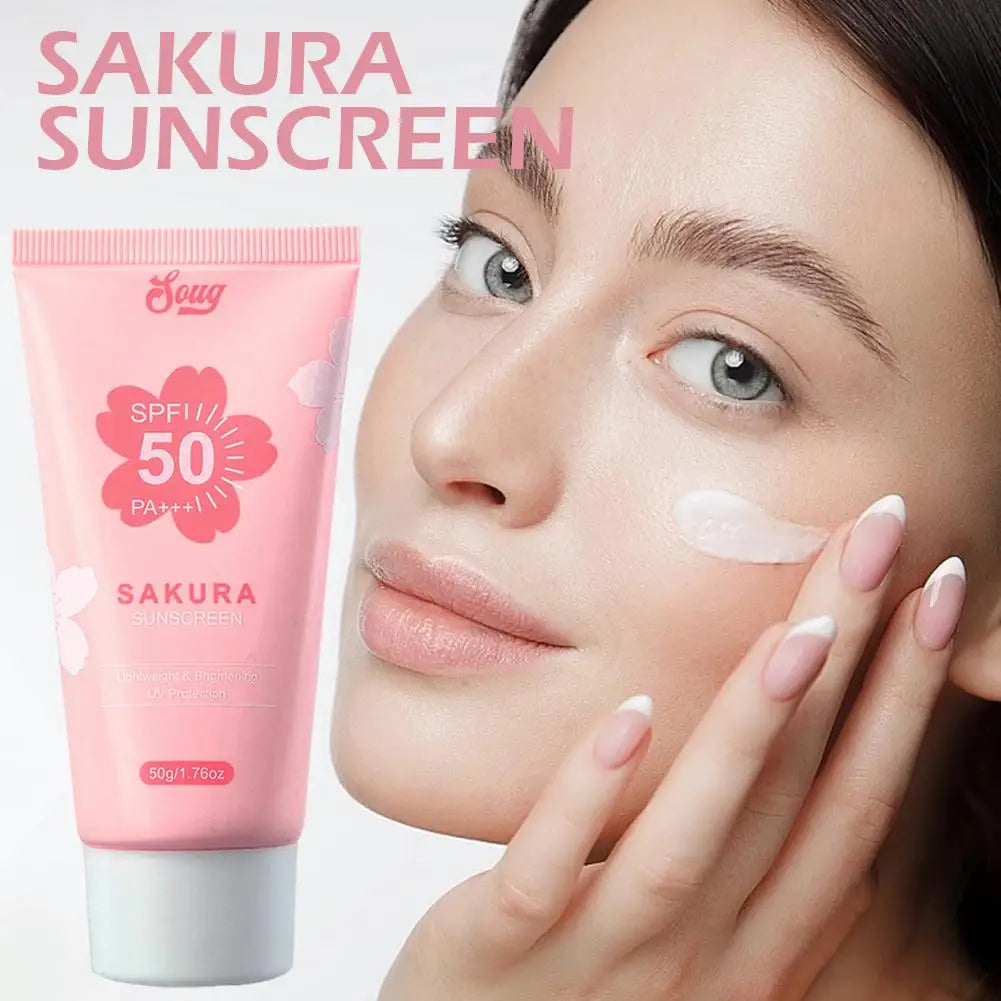 Facial Body Sakura Sunscreen Face Makeup Primer Sunblock Skin Protective Cream Oil-control Moisturizing SPF50 PA+++ Makeup Base