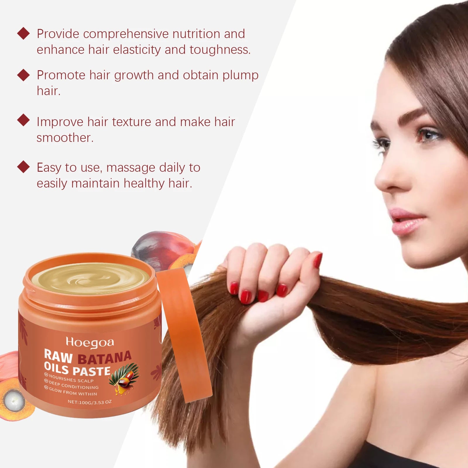 Damaged Repairing Hair Mask Organic Batana Oil Dry Hair End Repair Hair Anti-Loss Smoothing Treatment Hair Conditioner Hair Care - BlissFully