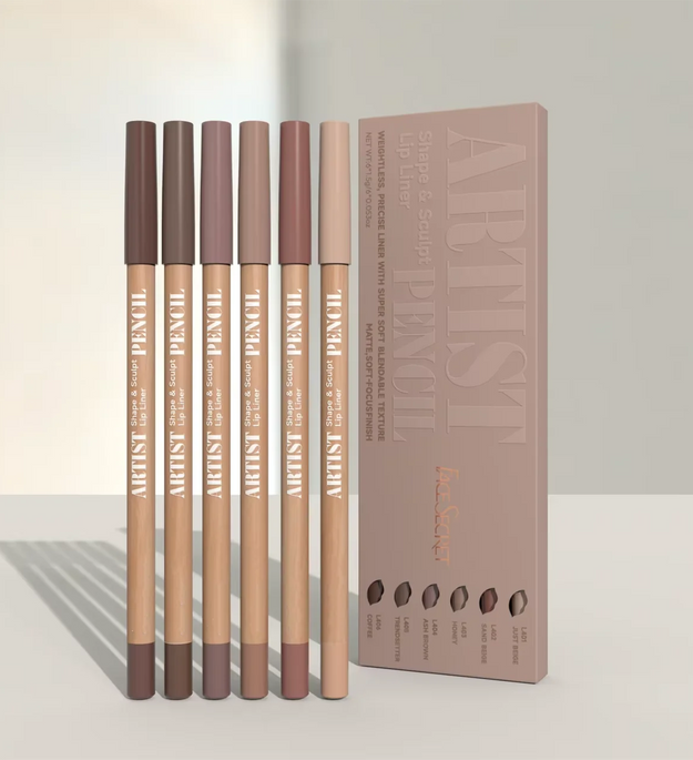 Face Secret Artist Shape Sculpt Lip Liner Pencil Set, Weightless Precise Liner with Super Soft Blendable Texture Matte Soft