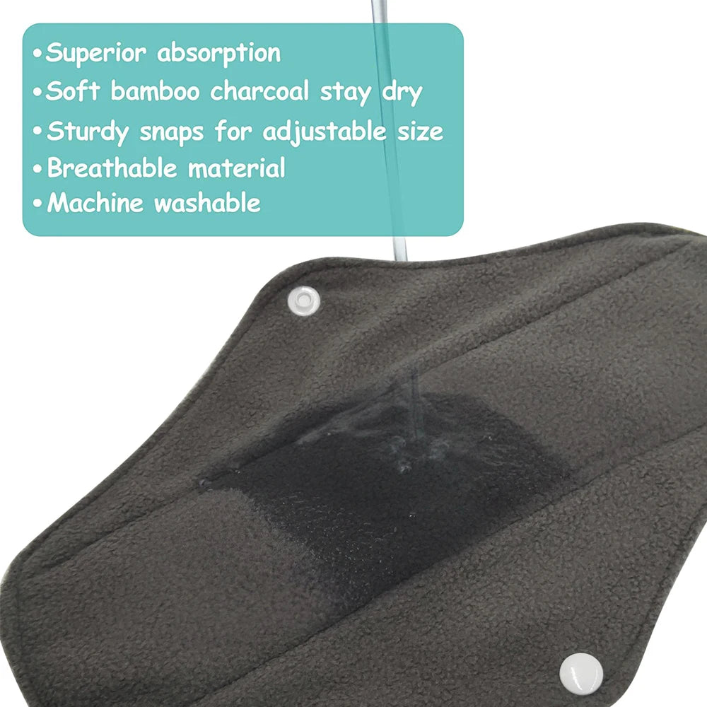 S+M+XL Reusable Menstrual Pads Bamboo-Charcoal Absorbency Panty Liner Women Period Panties Cloth Pad Washable Sanitary Napkins
