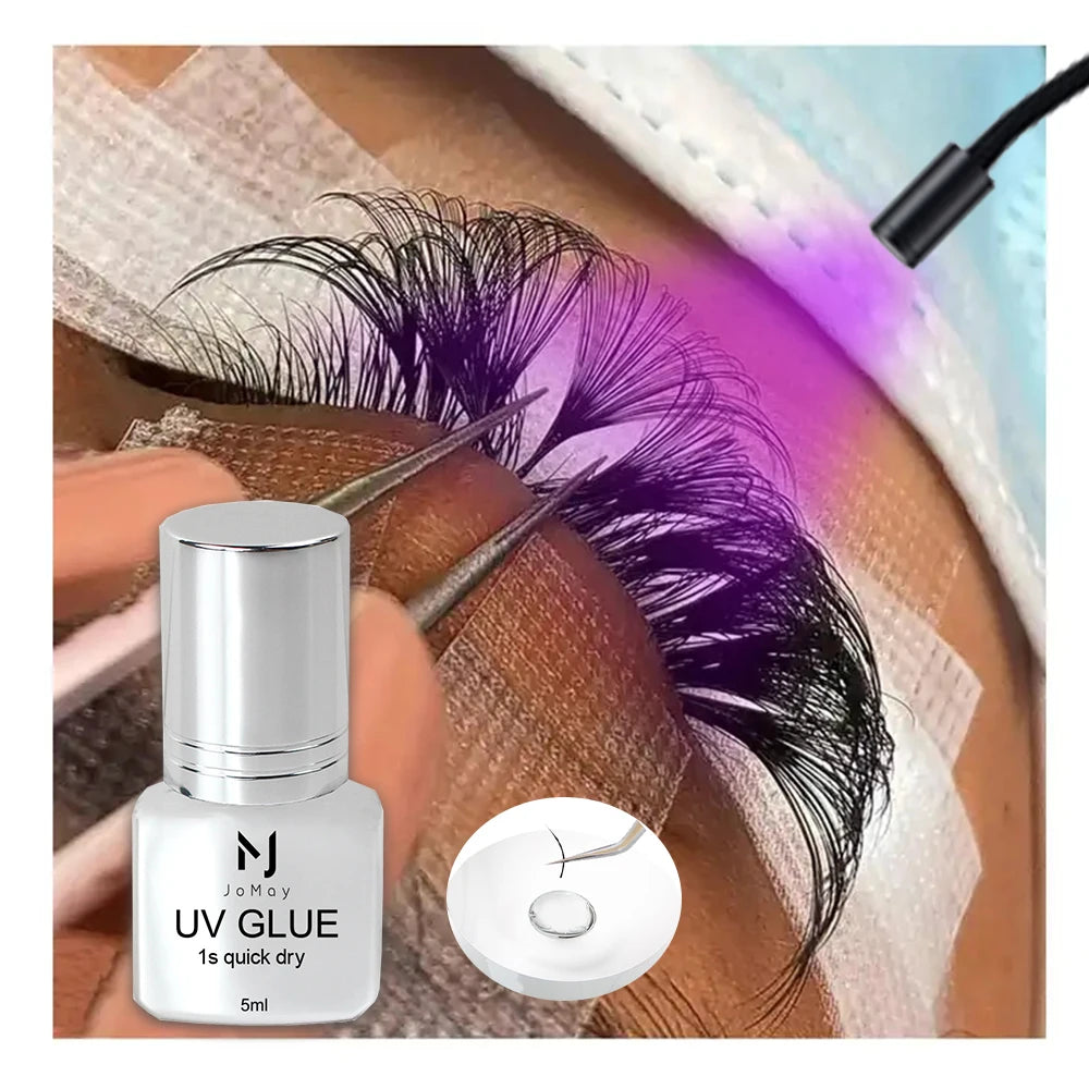 JOMAY UV Glue Lash Glue Extra Strong Eyelash Glue Extension Supplies UV Glue 5ML Waterproof Adhesive 3 bottles