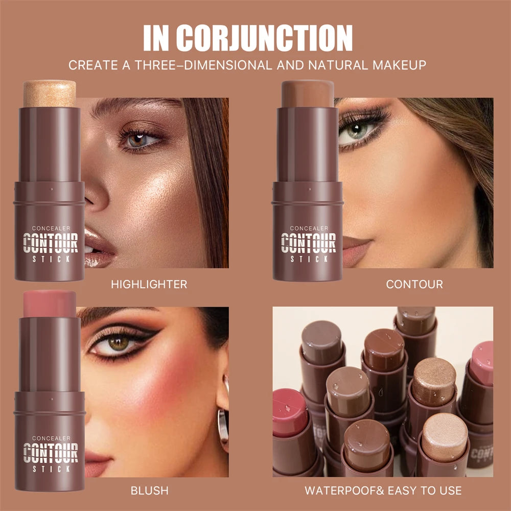 Shimmer Highlighting Bronzer Stick Face Brightening Concealer Pen Long Lasting Corrector Nose Shadow Face Contour Stick Cosmetic