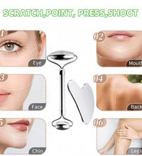 Stainless Steel Gua Sha Scraping Massage Roller - Facial & Body Beauty Tool for Skin Care, Lymphatic Drainage, Anti-Aging - BlissFully