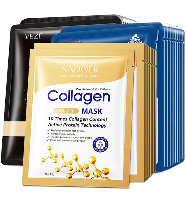 20pcs Hyaluronic Acid Collagen Face Mask skincare Moisturizing Firming Hydrating Facial Masks Sheet Mask Korean Skin Care