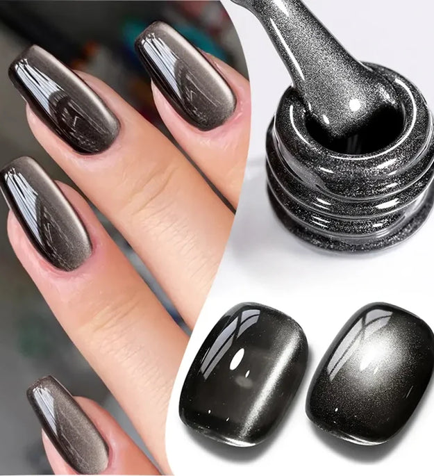 WS Black Glass Cat Magnetic Gel Nail Polish Punk Style Nail Art Manicure Varnis Semi Permanent Gel for Winter Nail Supplies