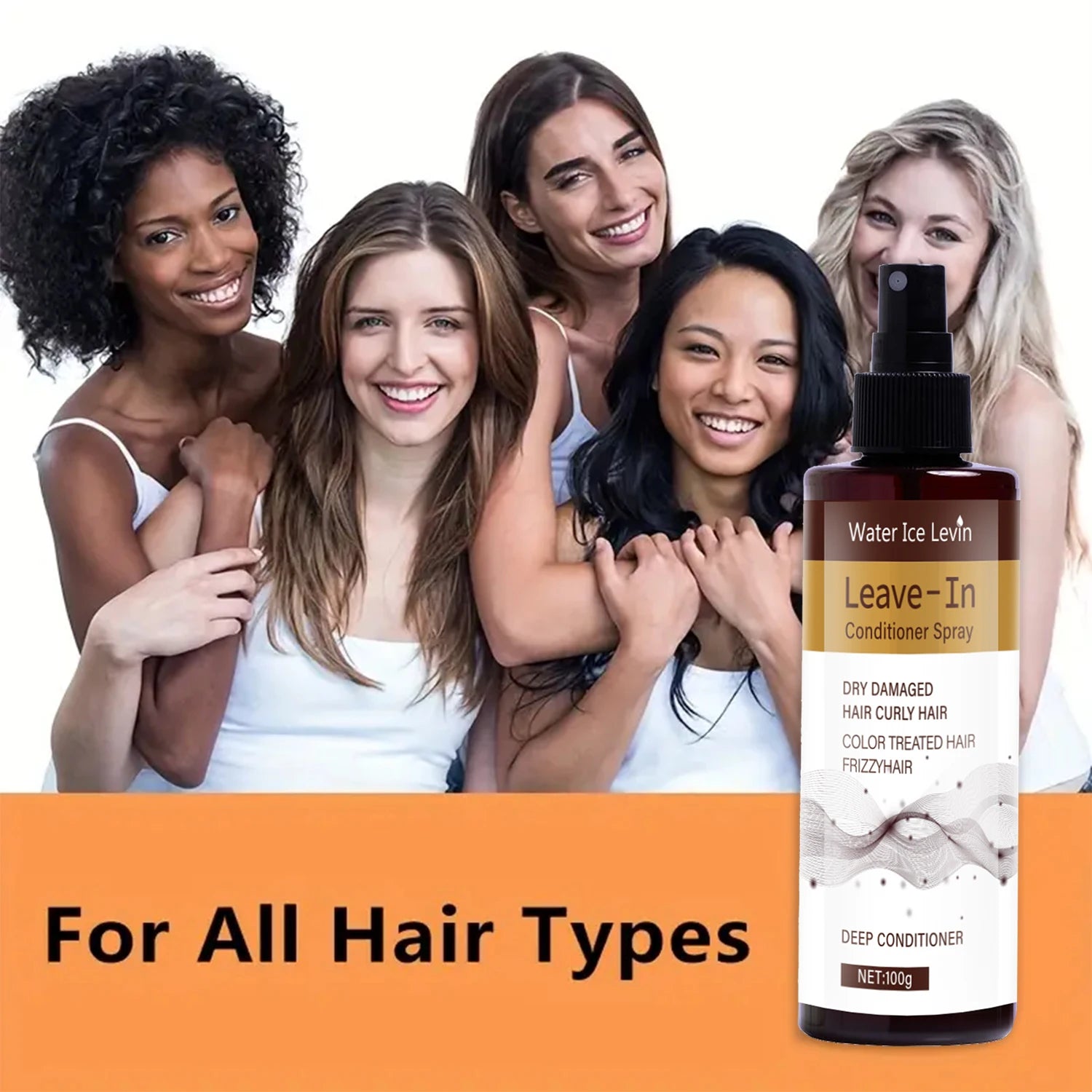 Leave-In Conditioner Spray with Keratin & Argan Oil - Deep Hydration for Curly/Color-Treated Hair - Frizz Control & Shine Enhanc