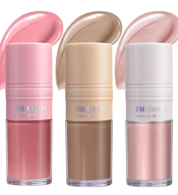 14 Colors Matte Liquid Blush Contour Highlighter Waterproof Long Lasting Sponge Brush Head High Pigment Blusher Brighten Bronzer