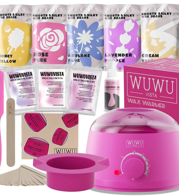 WUWUVISTA Waxing Kit 23 items, Christmas Gift Hard Wax Hair Removal with Wax Heater&Beans for Body/Face/Brazilian/Sensitive Skin