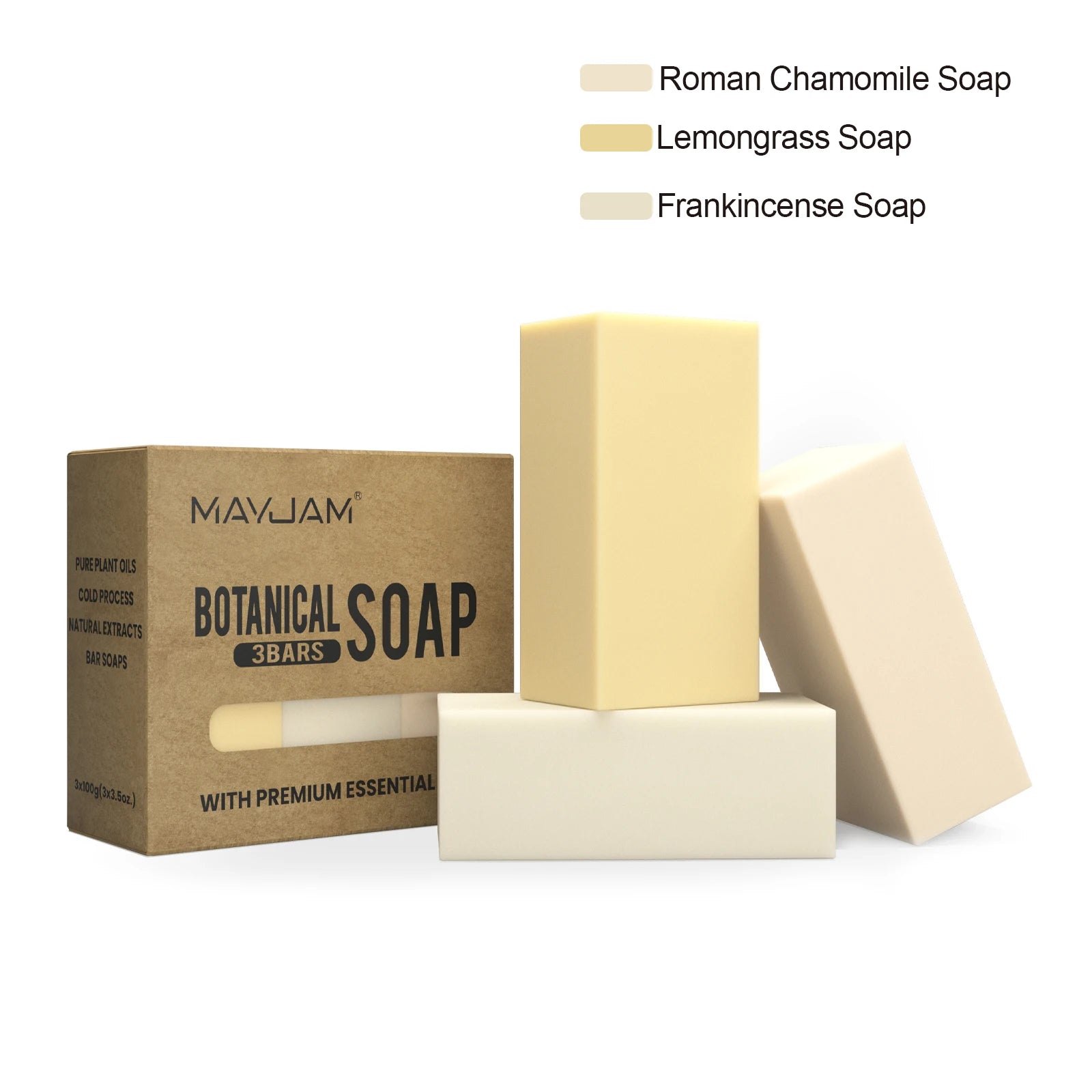 Handmade Soap Gift Set 3 Pack of Essential Oil Soap Chamomile Tea tree Lemongrass Frankincense Clary Sage Scented Soap Cleaning