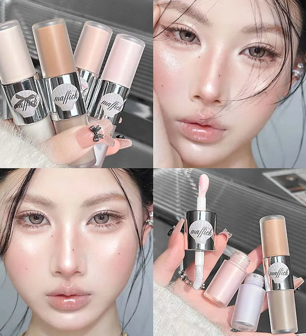 Double-head Liquid Matte Contour Highlighter Glimmer Natural Bronzer Contouring Stick Waterproof Gray Brown Nose Shadow Makeup