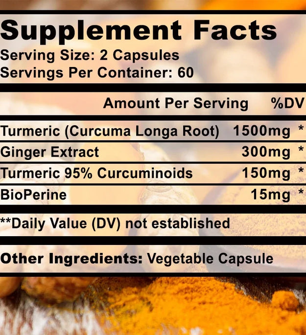High Quality Turmeric Curcumin Capsules - with 95% Curcuminoids - Joint, Brain Cognitive & Digestive Health, Antioxidant