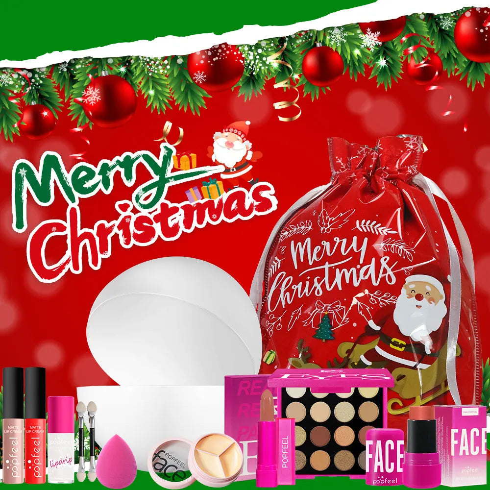 POPFEEL Christmas Surprise Makeup Ball Gift Set-9-Piece Cosmetic Collection with Eyeshadows and Lipsticks - Perfect Holiday Gift