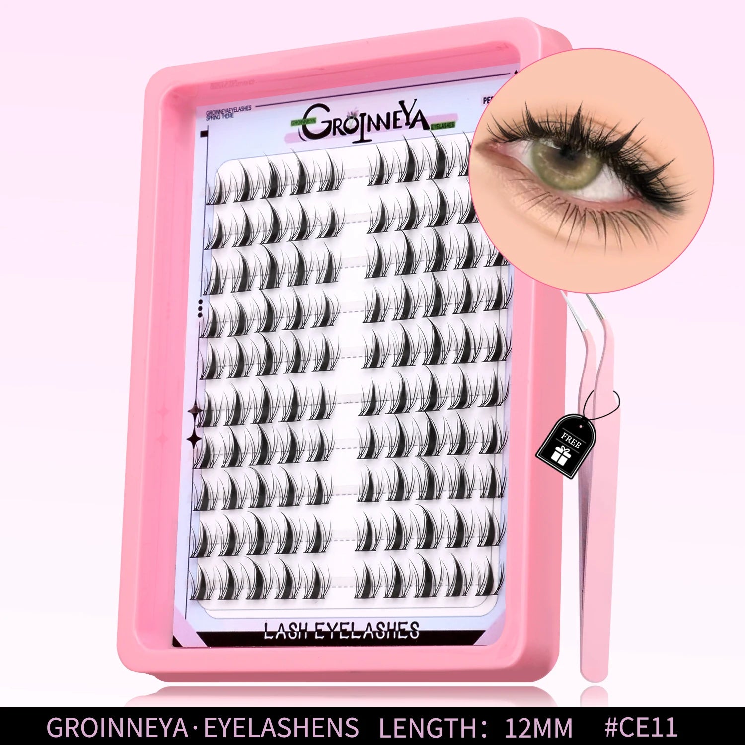 GROINNEYA Natural Cluster Lashes Manga Lashes Soft Cross Wispy Individual Cluster Eyelashes Extension Makeup
