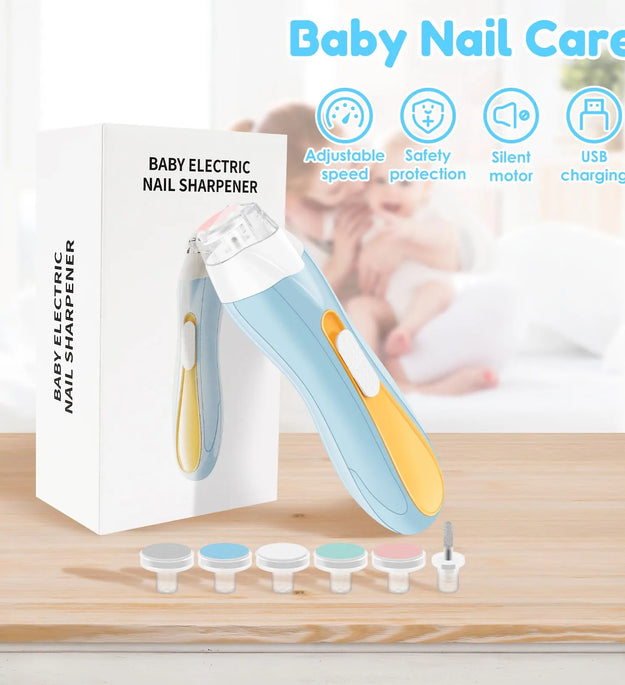 Electric Baby Nail File Lightweight USB Charging Baby Nail Clipper with LED Low Noise Stepless Speed Control Electric Nail File