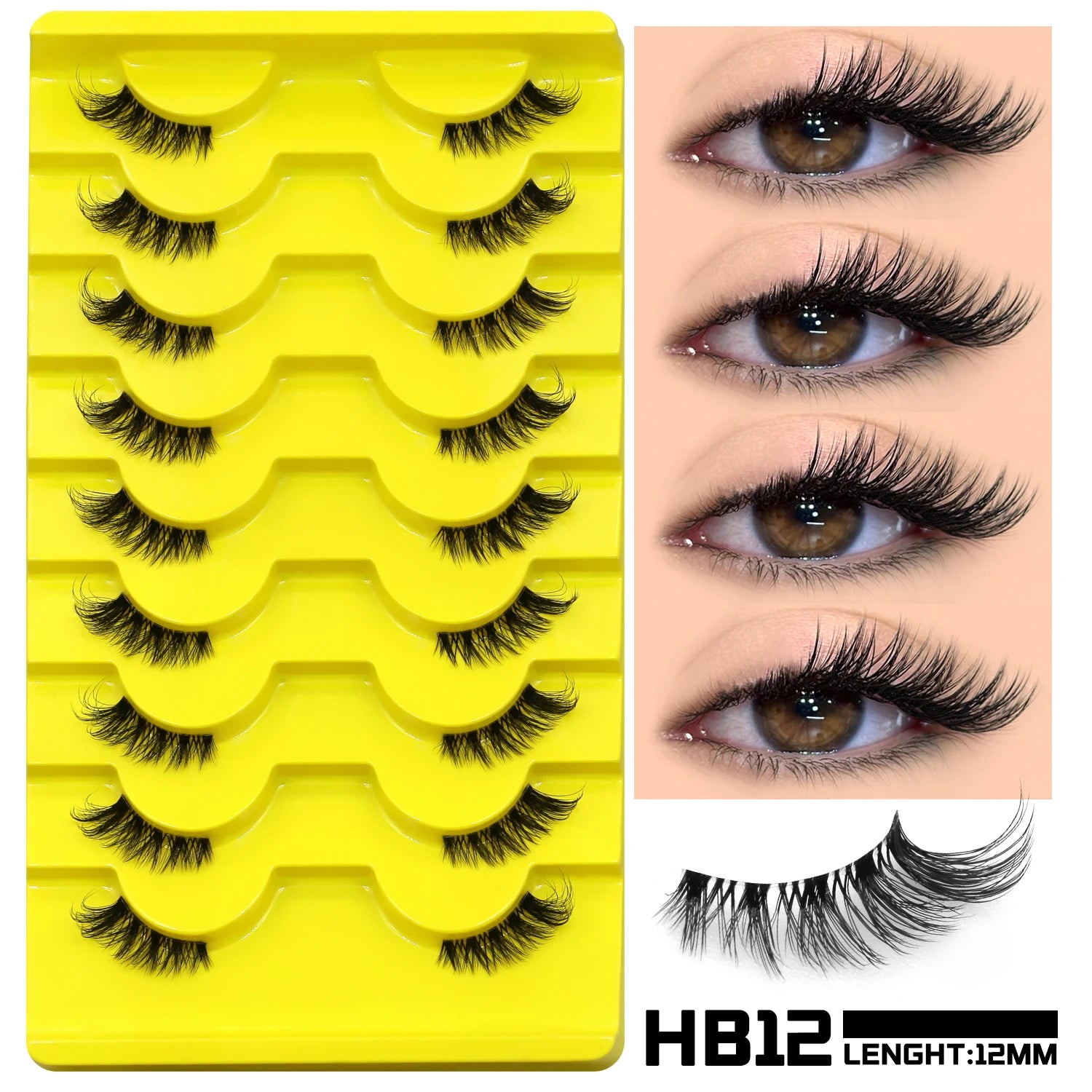 False Eyelashes Cat Eye Lashes Natural Long Half Eye Lashes Short Wispy Clear Band Lashes 3D Faux Mink Lash Multipack