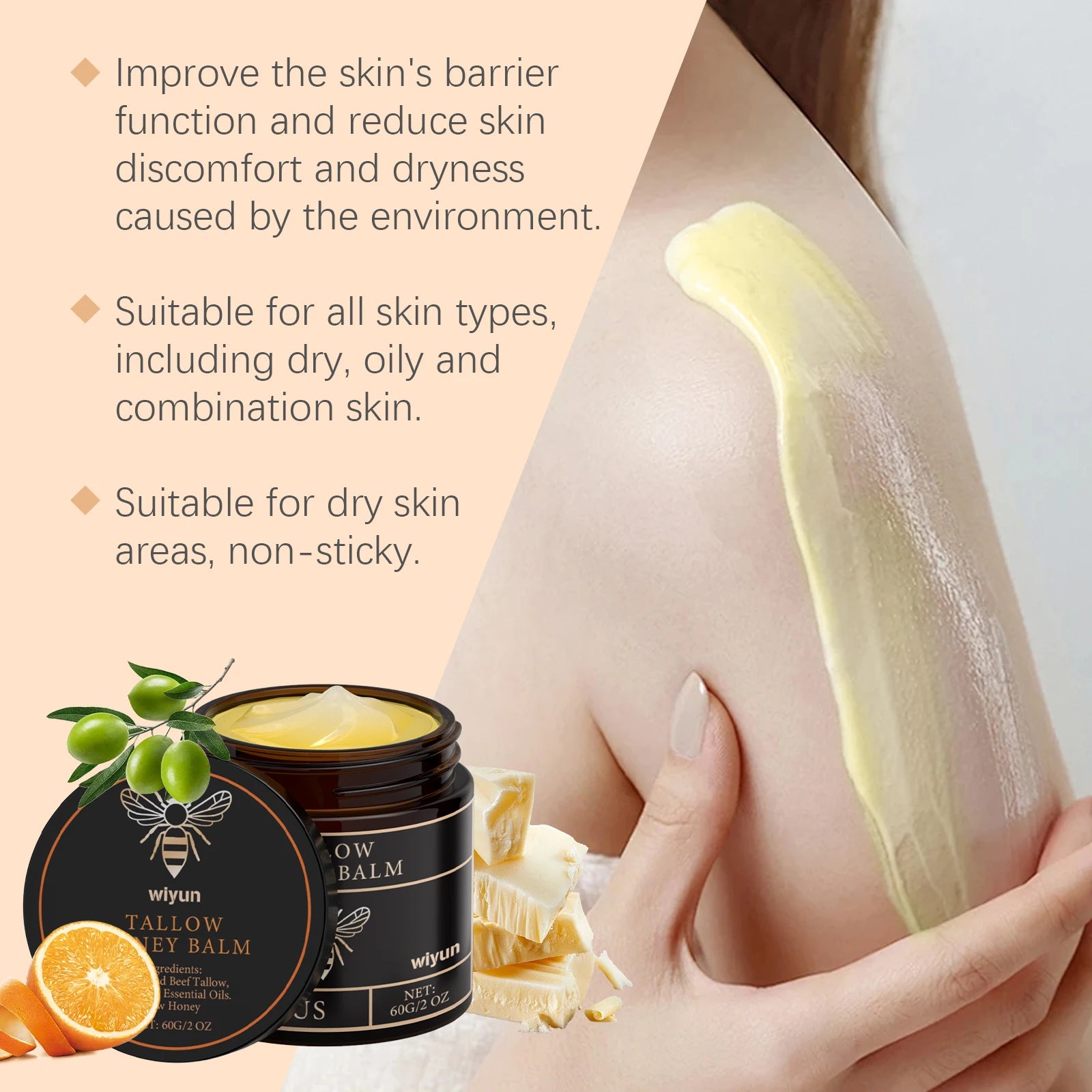 Tallow Honey Cream Glow Hydrating Skin Improve Elasticity Soft Bleaching Improve Dullness Firming Face Body Moisturizer Lotion