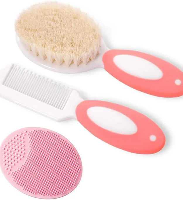 Baby Hair Brush Set for Newborn Toddlers Soft Bristles Silicone Cradle Cap Massaging Brush Infant Hair Care Bathing Soft Comb