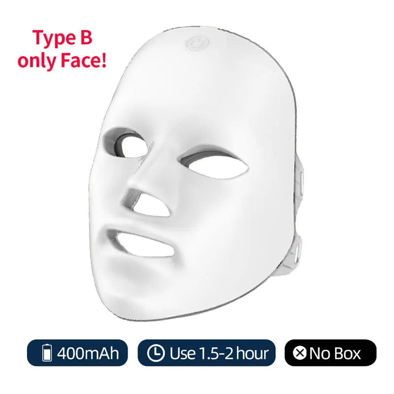 Wireless 7 Colors LED Face Beauty Machine Photon Facial Neck Skin Tighten Rejuvenation Facial Neck Mask - BlissFully