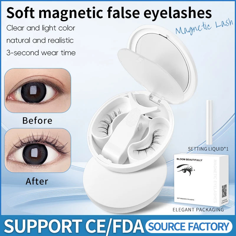 【 Soft Magnetic Eyelash Suction 】 New 2025 magnetic False Eyelash box with Korean style Little Devil Imitation mink fur