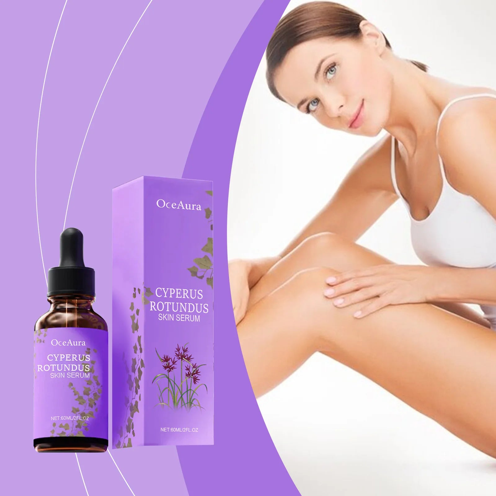 OceAura Cyperus Rotundus Oil for Hair Removal Prevent Hair Growth Products Remove Hair Inhibitor for Moisturizing Body Oil 60ml