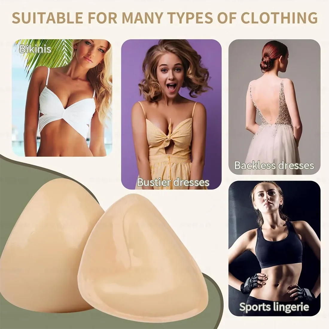 Women Triangle Nipple Cover Sticker Boost Inserts Bra Lift Up Bra Pads Adhesive Cup Chest Patch Breast Invisible Bra Bikini Pad