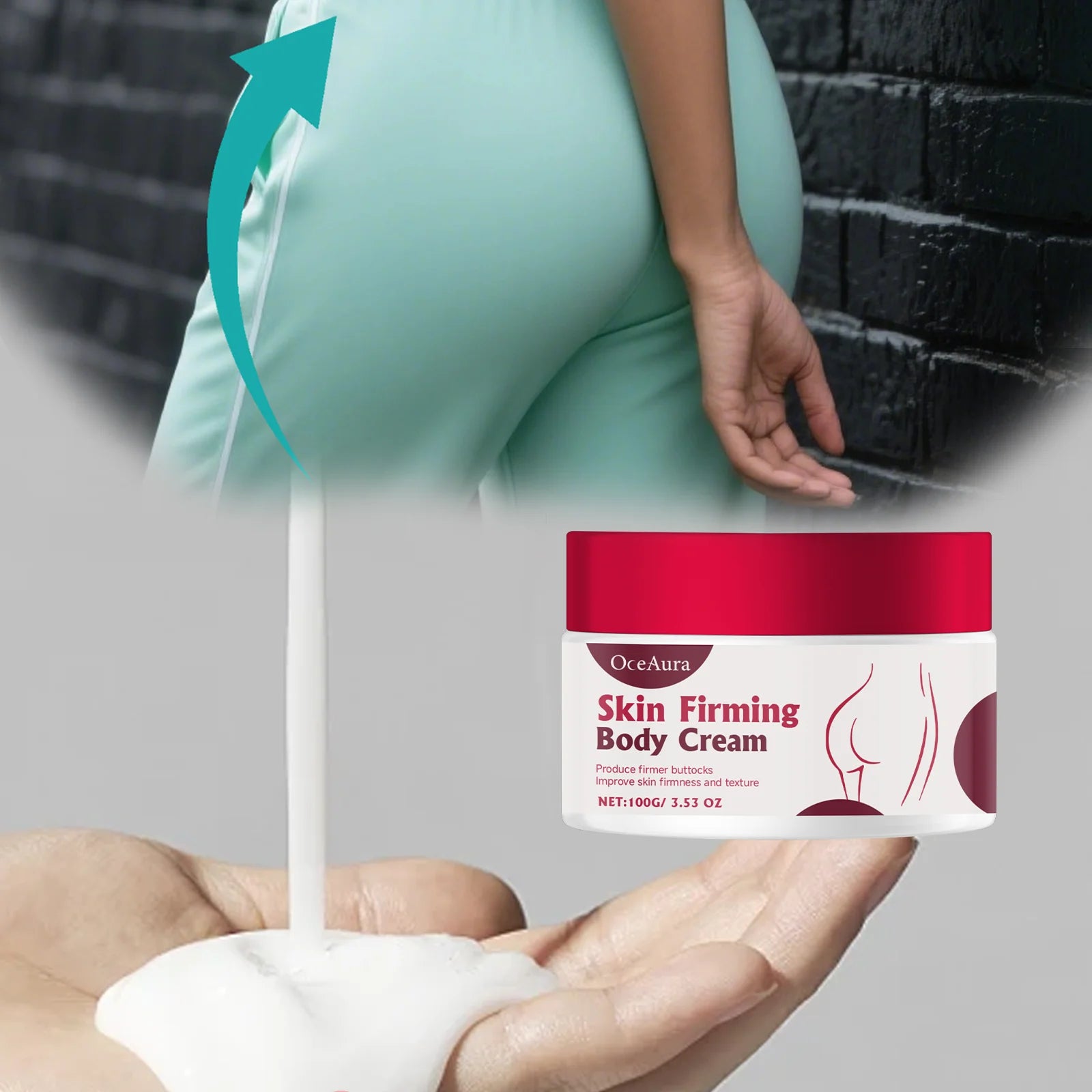 Professional Butt Lifting Cream Firming Hydrating Treatment for Smooth Skin Anti-Cellulite Tightening Collagen Centella Asiatica