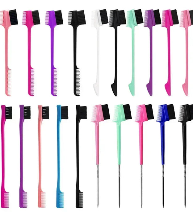 Edge Brush Comb Vendor Double Sided 3 In 1 Edge Control Brush for Baby Hair Salon Hair Comb Brushes Beauty Tools
