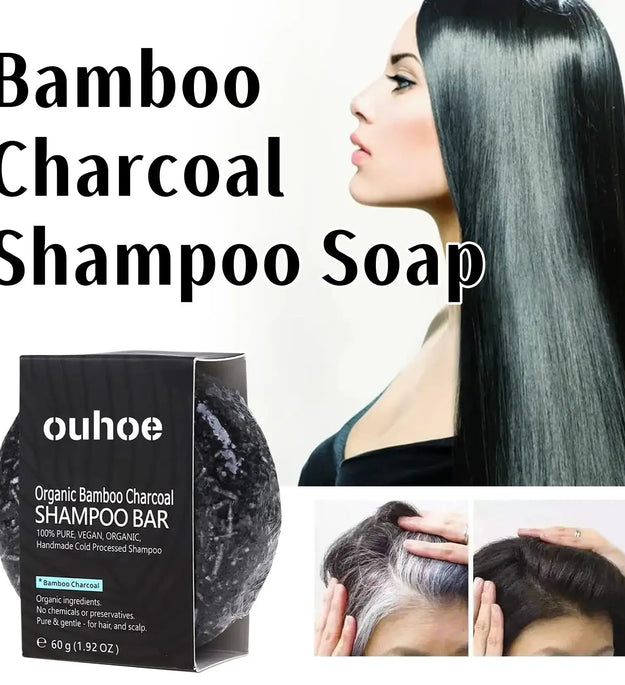 Bamboo Charcoal Shampoo Soap Deep Clean The Scalp Create Dark And Thick Hair Improve Dryness Hair Nourish Charcoal Shampoo Soap - BlissFully