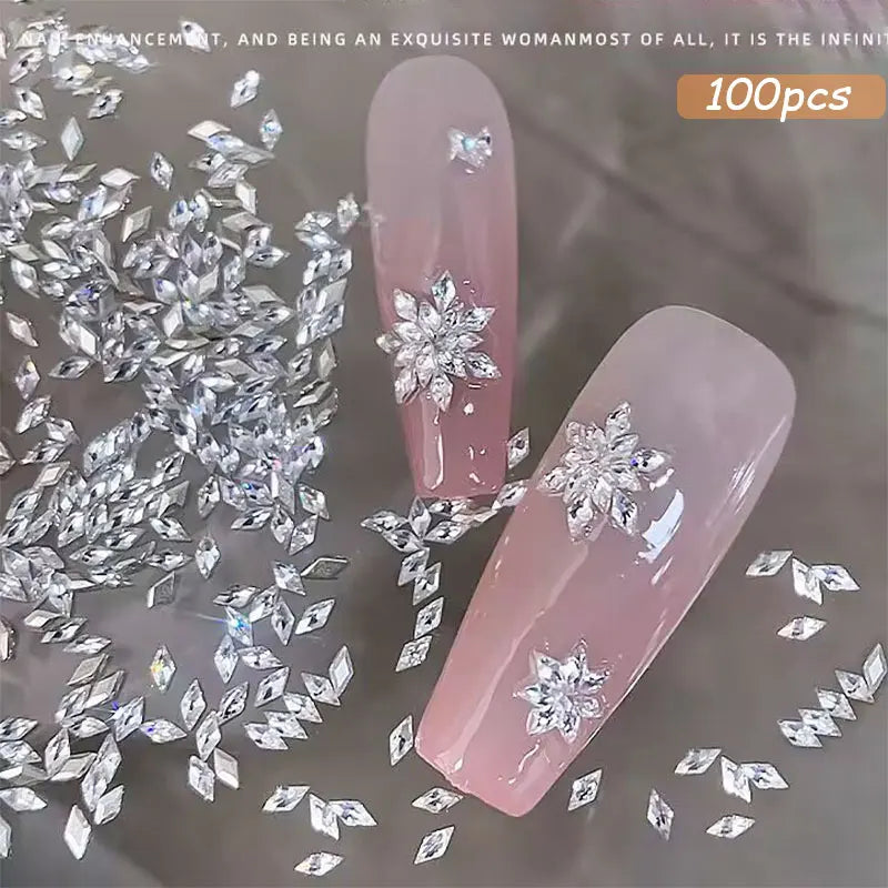 100pcs Shiny Zircon Rhinestones Nail Charms 1.5*3mm Mini Rhombic Nails Gemstones Flatback Nail Art Craft Diamonds Decoration GT5