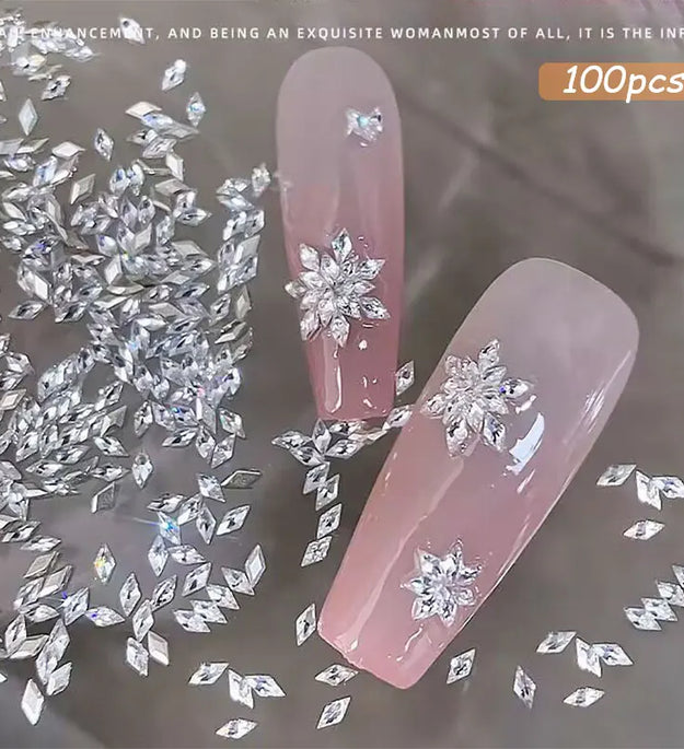 100pcs Shiny Zircon Rhinestones Nail Charms 1.5*3mm Mini Rhombic Nails Gemstones Flatback Nail Art Craft Diamonds Decoration GT5