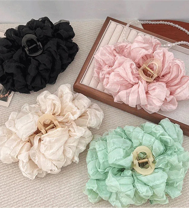 New Large Chiffon Bow Hair Claw Clip Elegant Large Size Fabric Ribbon Flower Hair Clip Jaw Clamps Accessories For Women Hairpins