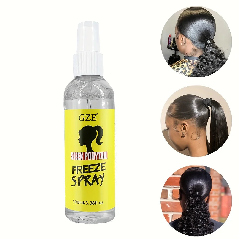 GZE Sleek Ponytail Freeze Spray - Long Lasting Hold, Frizz Control, and Shine - Non-Sticky Formula for Professional Looking - BlissFully