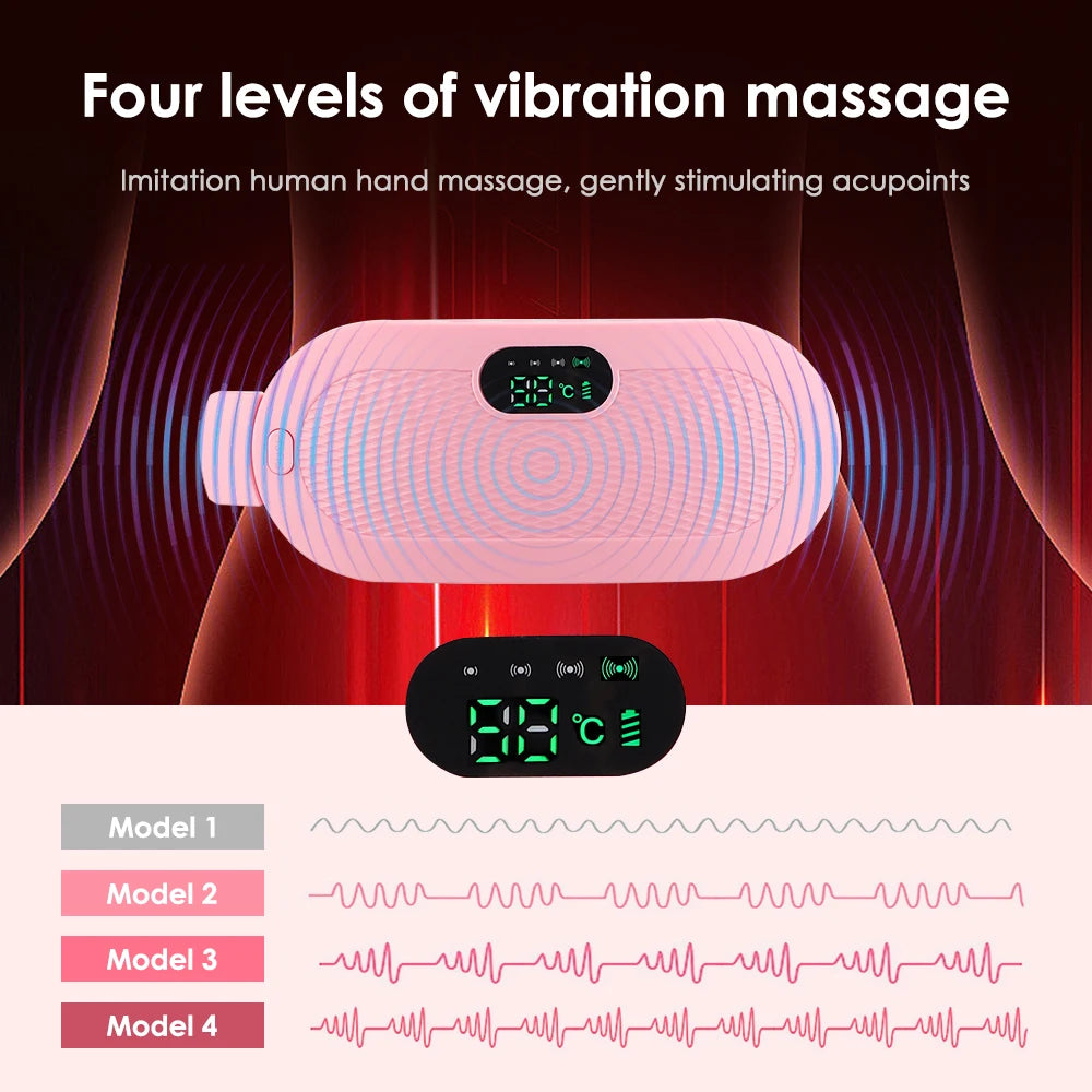 4 Modes Electric Menstrual Heated Pad Warm Uterus Belt Vibrating Waist Massage Period Cramp Warm Palace Waist Belt Massager