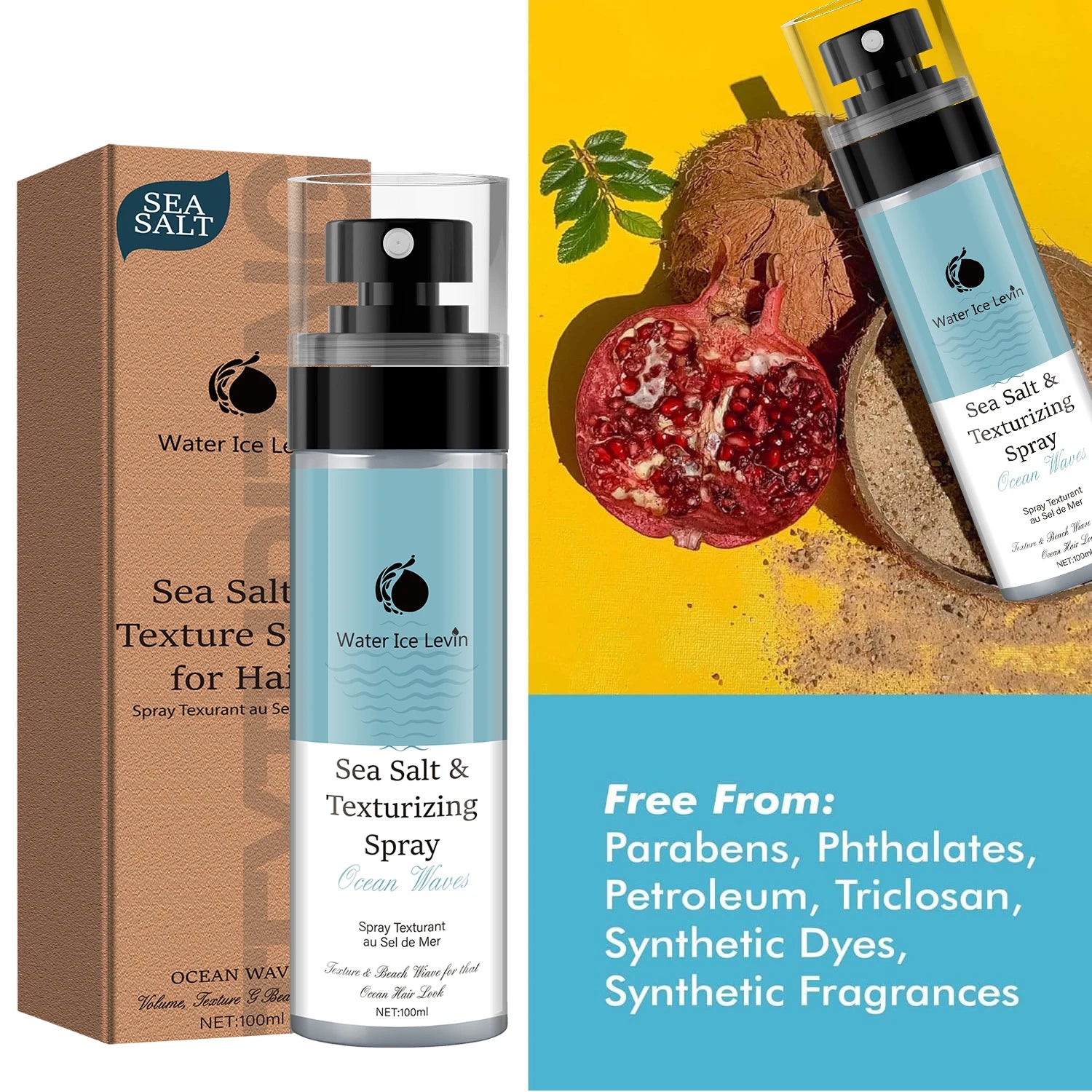 Sea Salt Spray, Suitable for Men and Women, Liquid Hair Design, Containing Moisturizing Aloe and Seaweed Formula, Suitable for Dry, Moisturizing and Refreshing