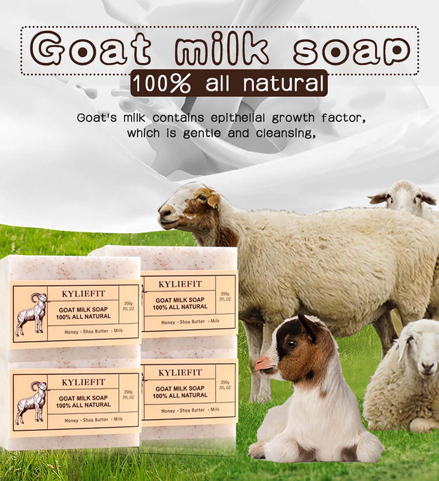 Organic Goat Milk Soap Bar, Natural, Whitening, Cleaning, Whiten, Nourishing, With Honey, Shea Butter, Milk, For All Skin Types