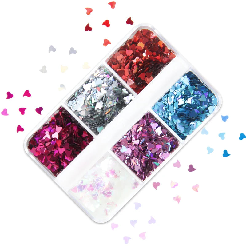 6Grids Holographic Square Nail Art Glitter Sequins Laser Ball Decoration Flakes Manicure Nails Supplies Professional Accessories