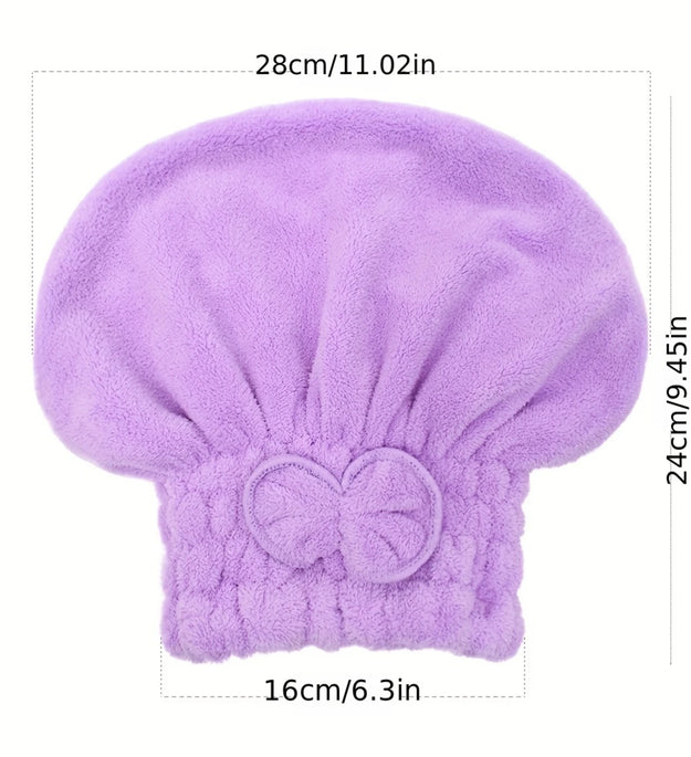 1Pc Microfiber Hair Drying Towels Head Wrap with Bow-Knot Shower Cap Hair Turban HairWrap Bath Cap for Curly Long Wet Hair Gift - BlissFully