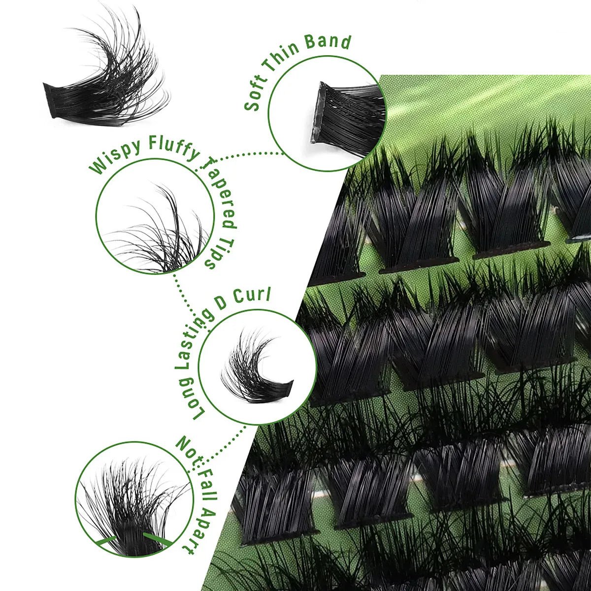 200D-50D Fluffy Lash Clusters Thick Cluster Eyelash Extensions Individual Lashes Mink Eyelash Clusters D Curl 8MM-16MM Dramatic