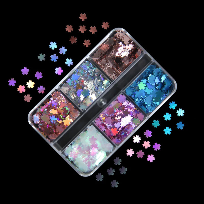 6Grids Holographic Square Nail Art Glitter Sequins Laser Ball Decoration Flakes Manicure Nails Supplies Professional Accessories