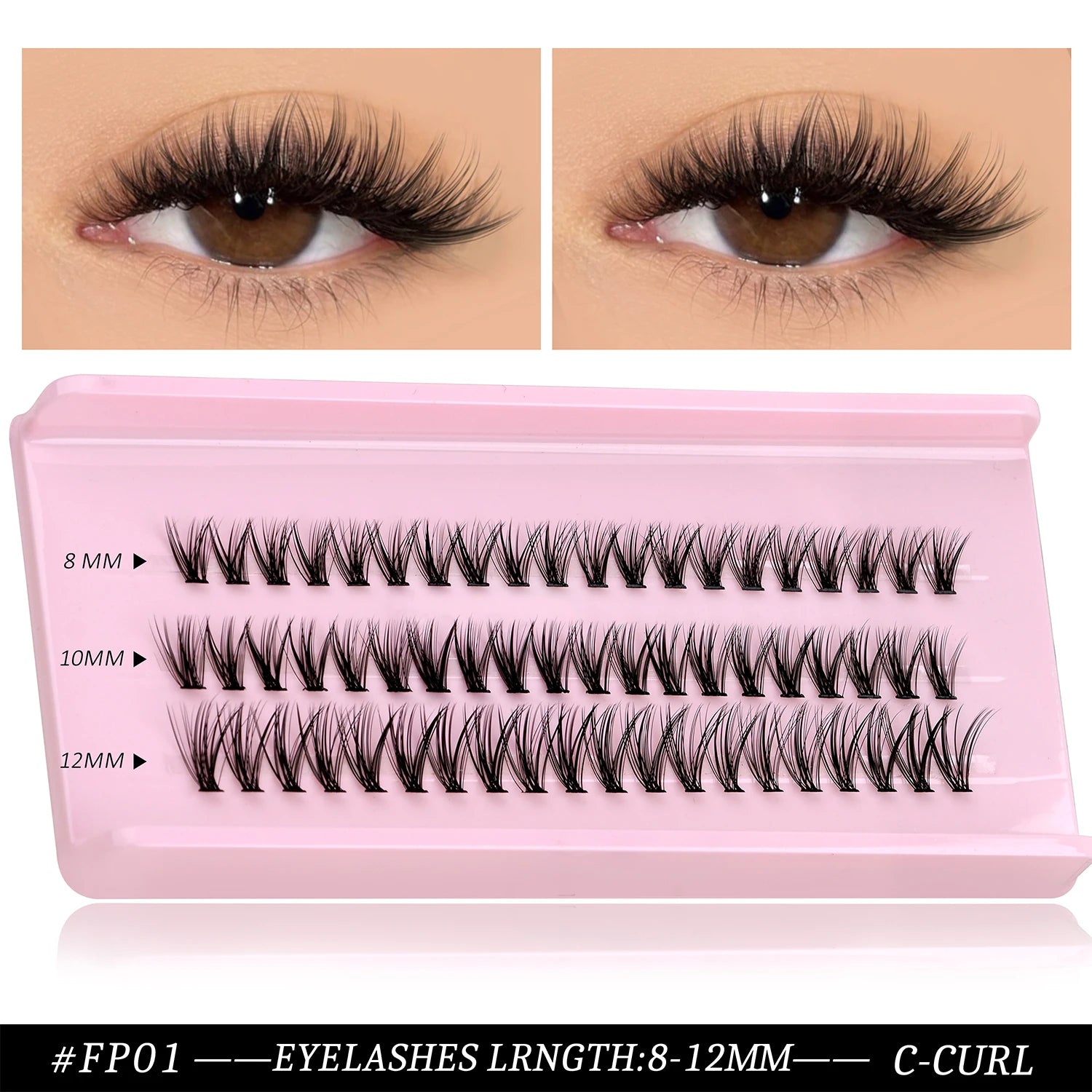 GROINNEYA Cat Lashes Clusters Winged End Eye Elongated Eyelashes Soft Natural Lashes Wispy False Eyelashes Curly lashes Makeup